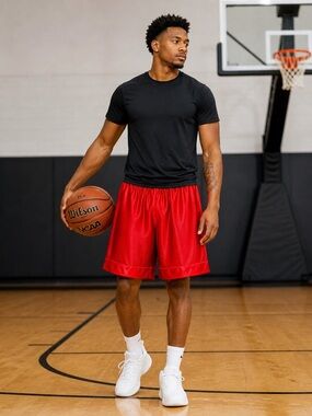 BCG Red Athletic Basketball Shorts | Performance Mesh | Size L